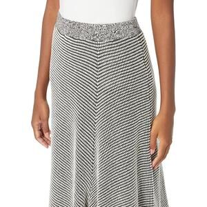 NIC + ZOE Midi Skirt Gray‎ White Pull On Work Textured Sweater Knit A-Line Small